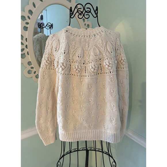 Vintage Cape Isle Knitters Cardigan Sweater Size M Ivory Button Front Lng/Slv - Picture 6 of 8